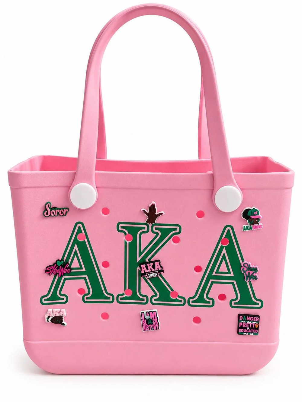 AKA EVA Tote Bag | Pink & Green Travel Beach Bag